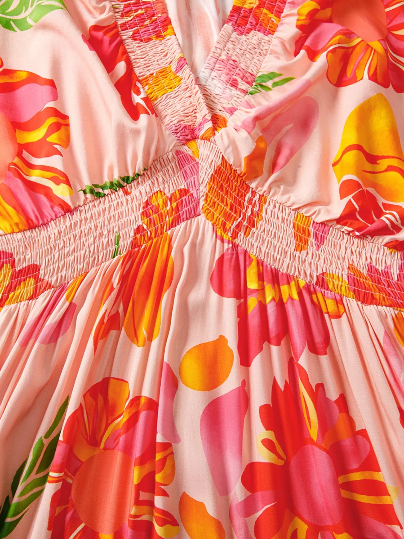 Smocked Floral Long Sleeve Maxi Dress