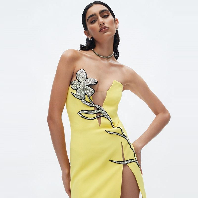 Charmy Flowers Rhinestone Dress