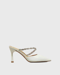 Nerina Rhinestone Mules In White