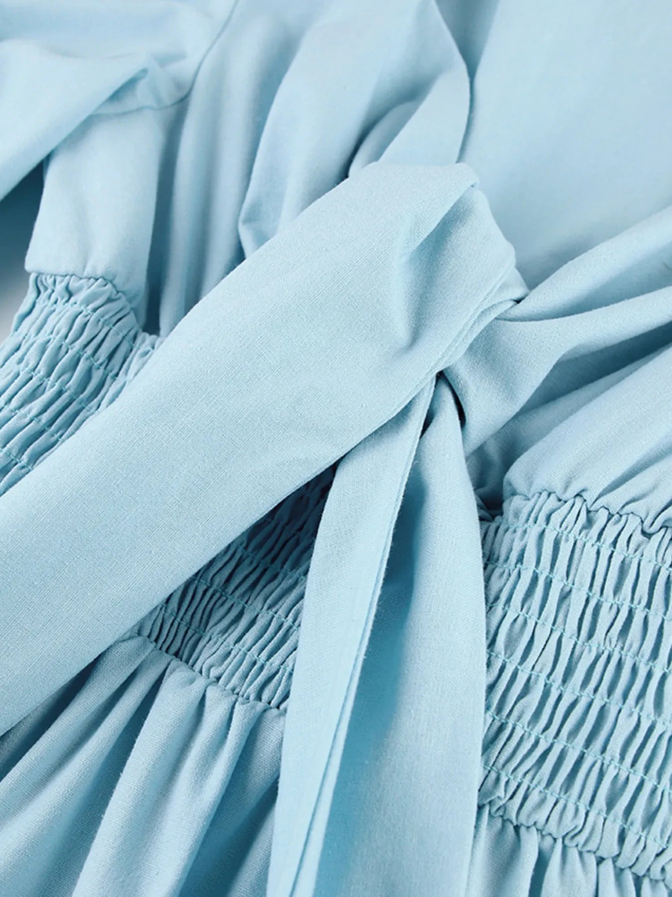 Smocked Puff Sleeve Midi Dress