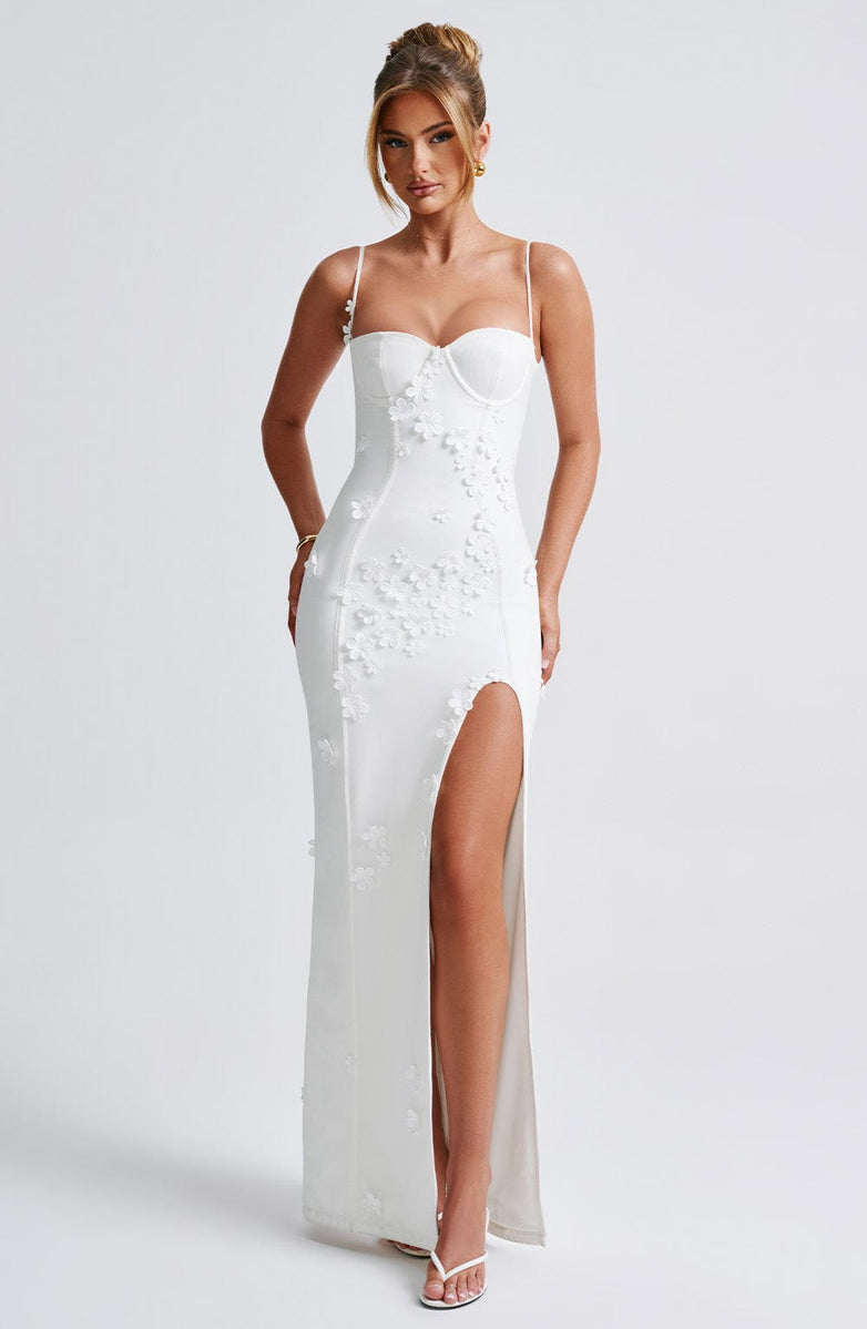 ALANA MAXI DRESS-LINED-WHITE