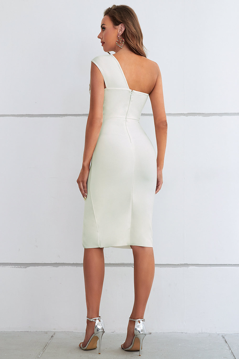 Seam Button Stretch Slim Fit Bandage Dress