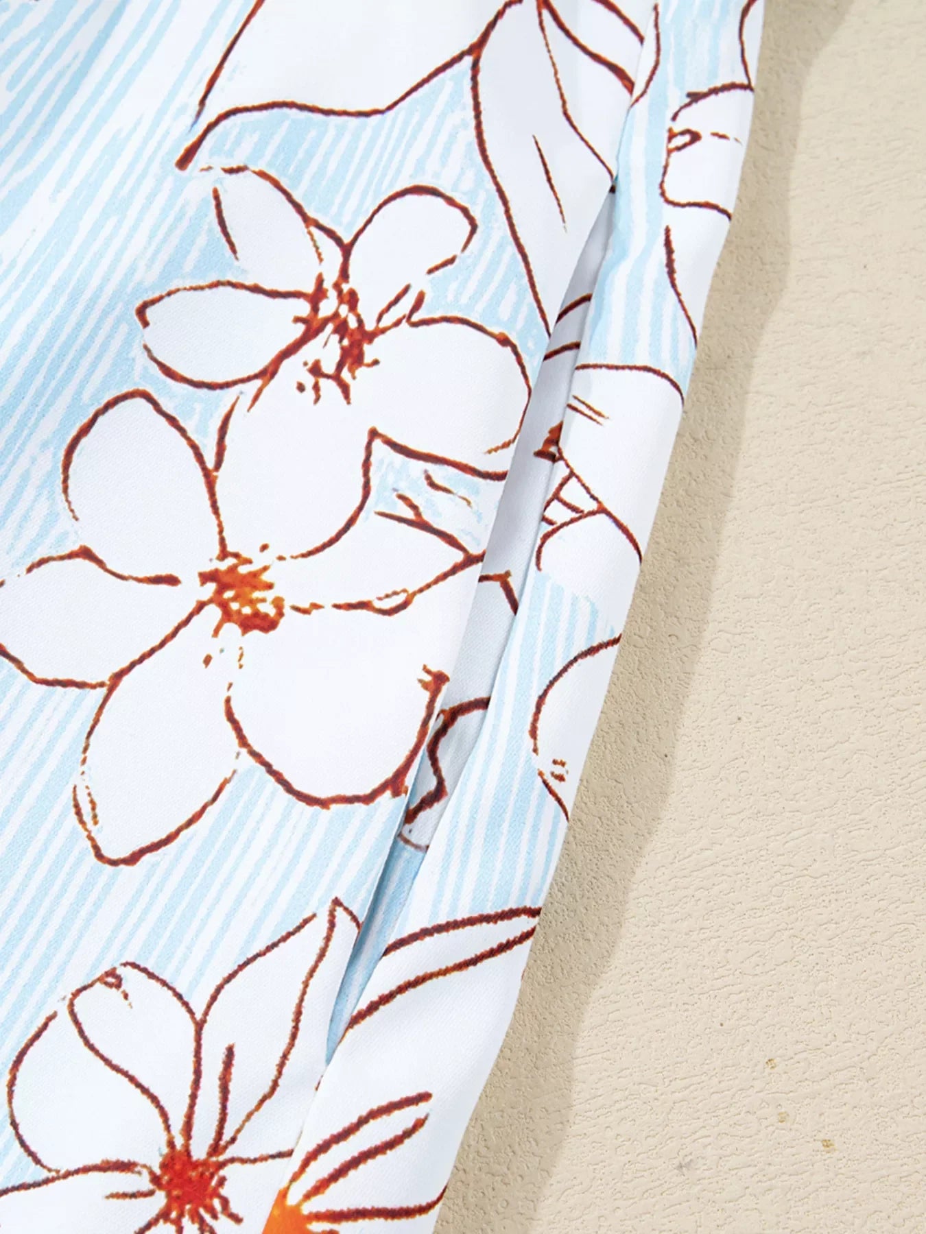 Floral Print Tie Neck Long Sleeve Mini Dress