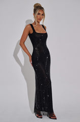 ALLURE SPARKLE MAXI DRESS-BLACK