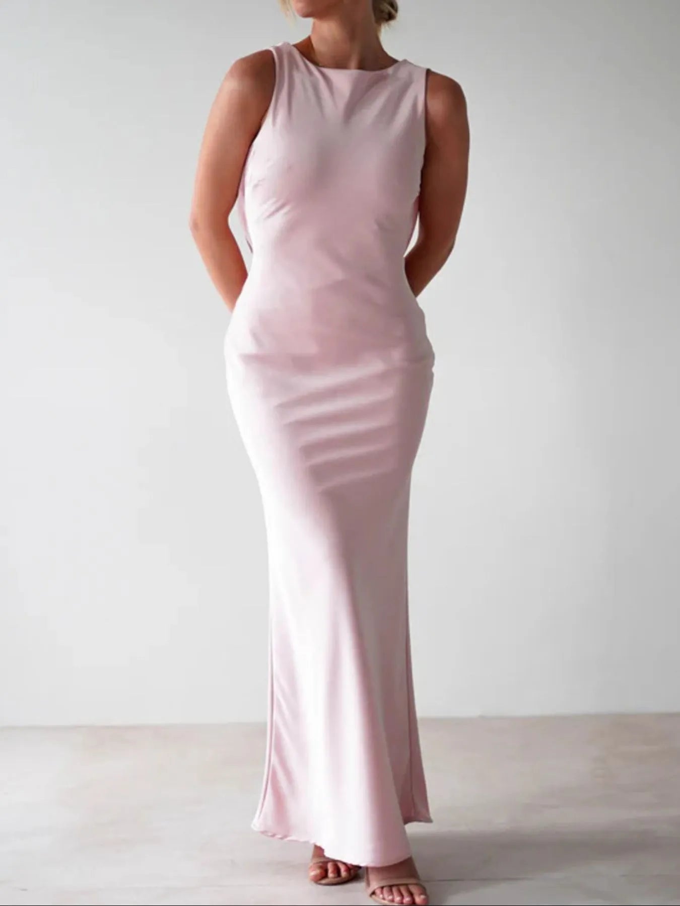Satin Sleeveless Maxi Dress