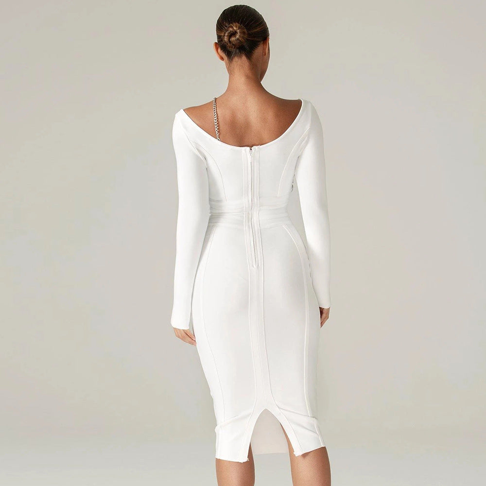 Elegant Sequin Long Sleeve Bandage Dress