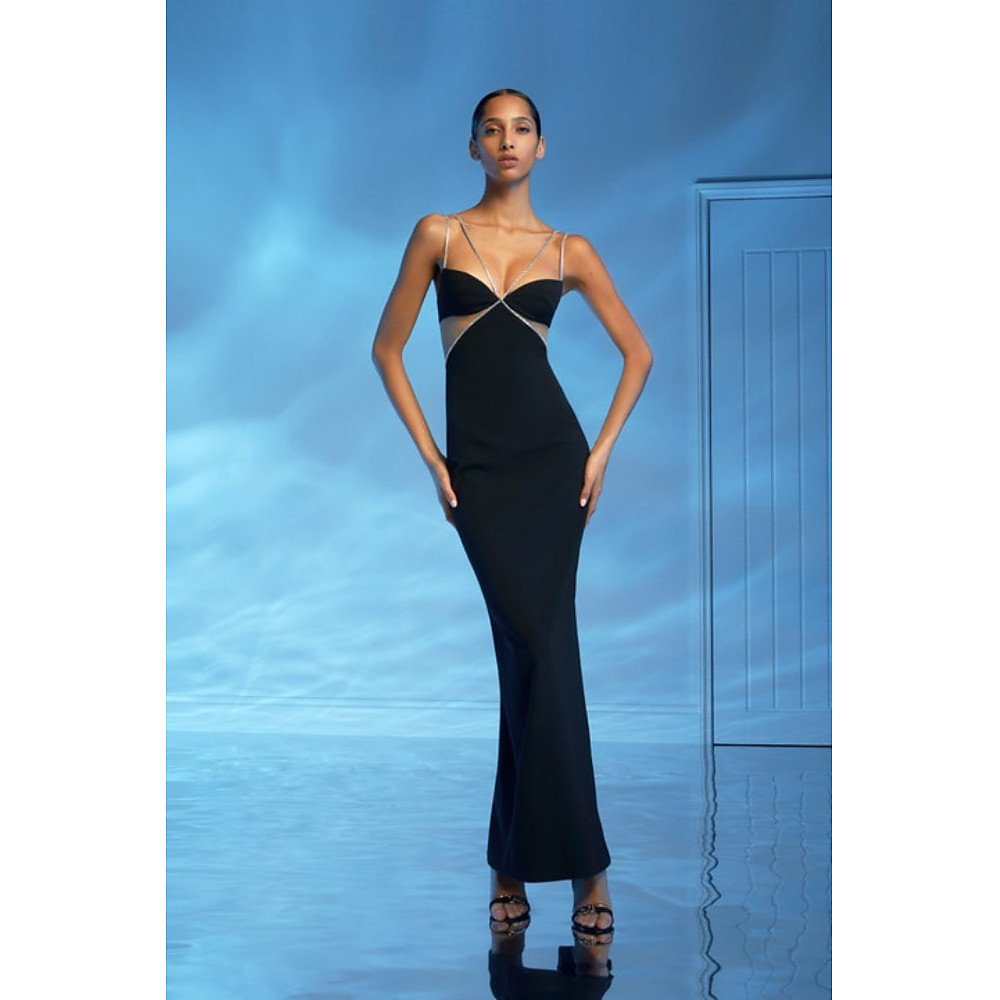 Celebria Black Metallic Cutout Dress