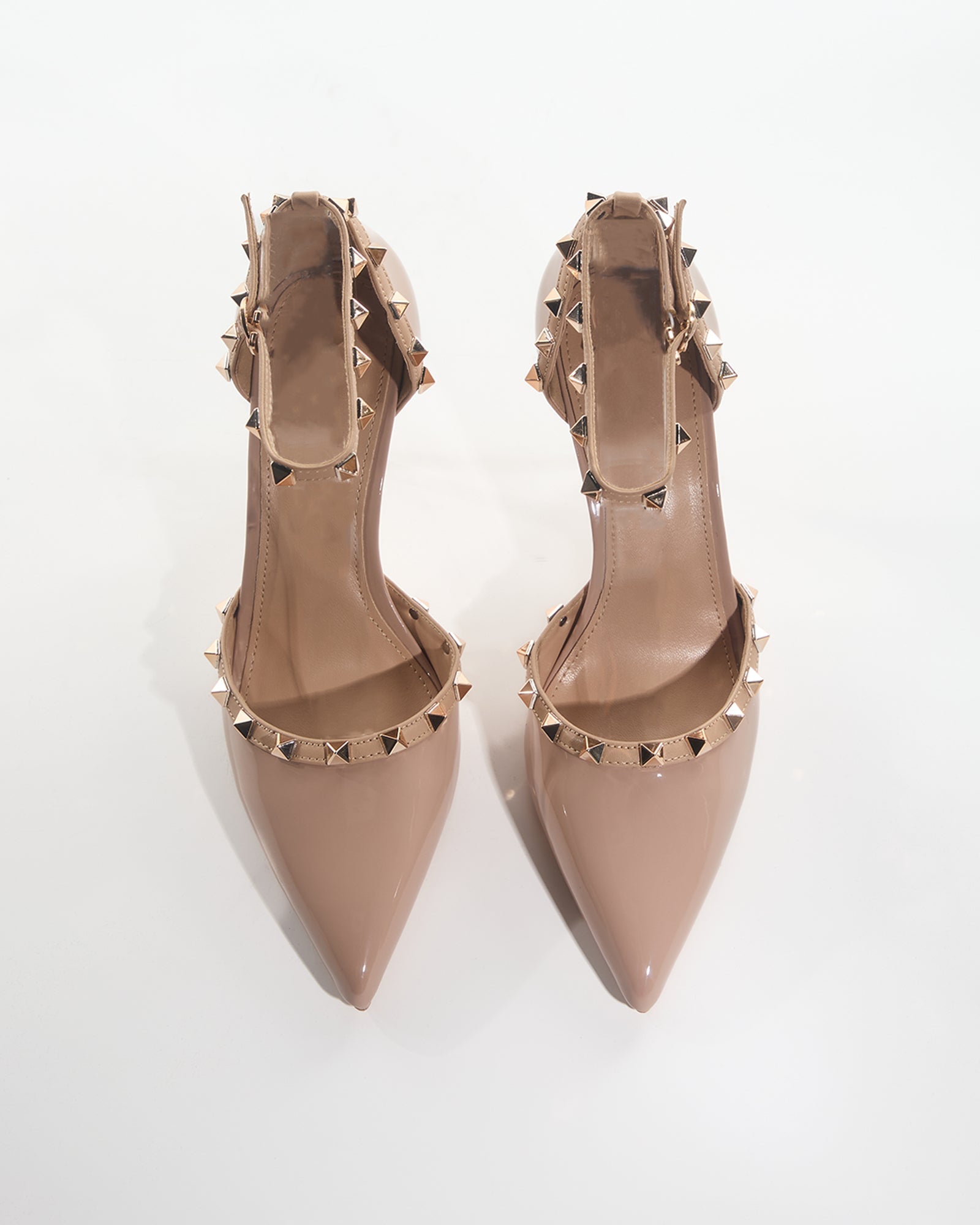 Nella Rivet Strap Pumps In Beige