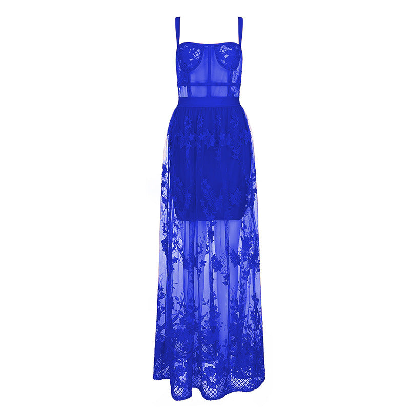 Alyia Maxi Corset Mesh Dress