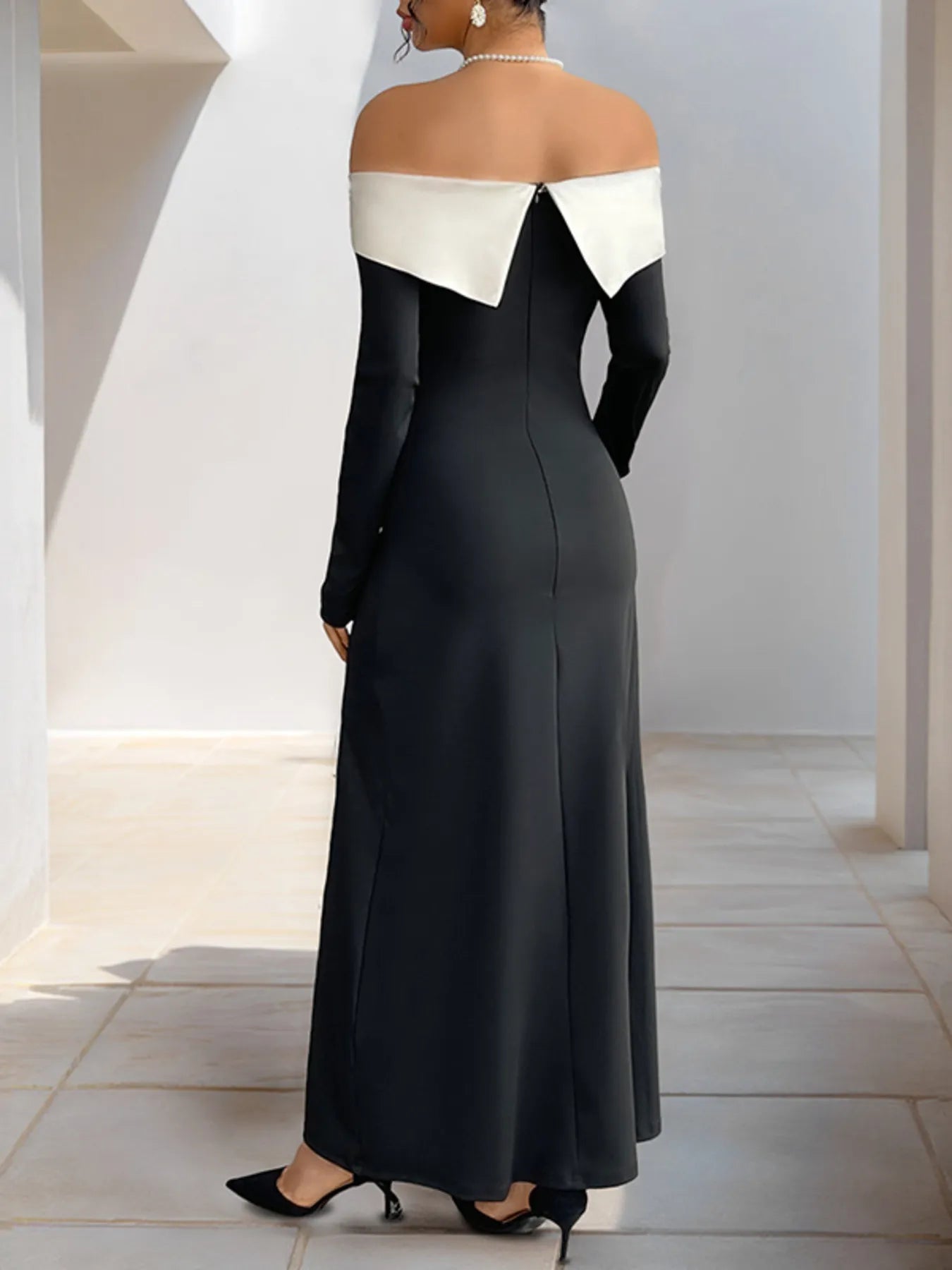 Side Slit Off-Shoulder Maxi Dress
