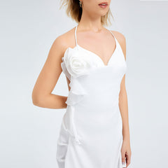 Sexy Three -dimensional Flower Ribbon Dress