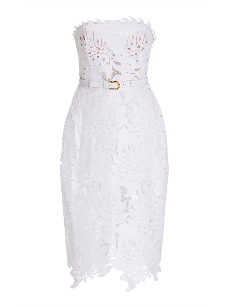 Elegant Strapless White Bandage Dress