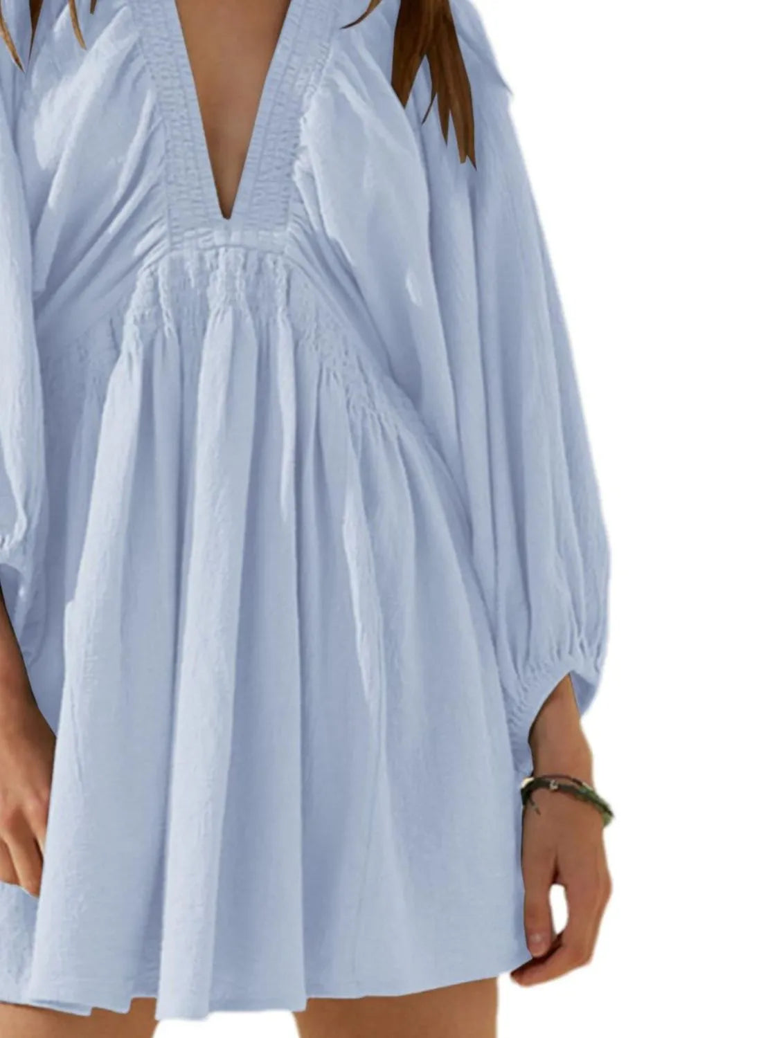 Textured V-Neck Mini Dress