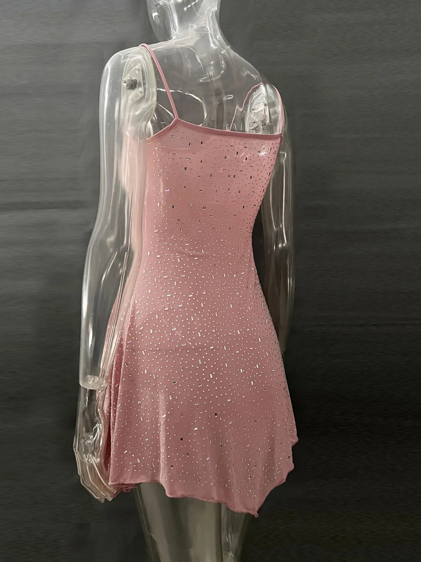 Rhinestone Decor Mini Cami Dress
