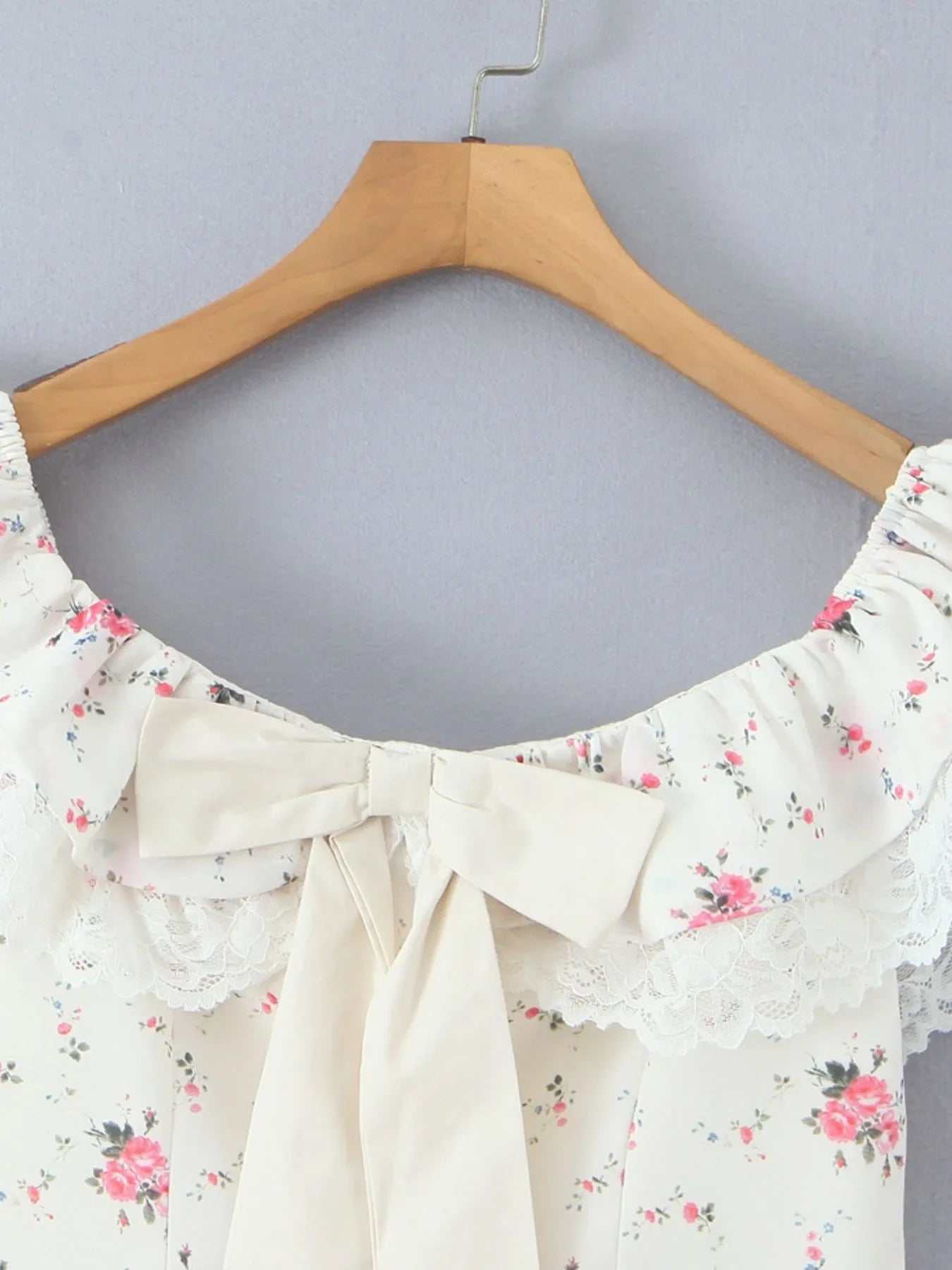 Off-Shoulder Floral Lace Trim Mini Dress