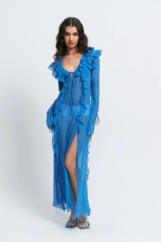 V -neck Open Fork Dress