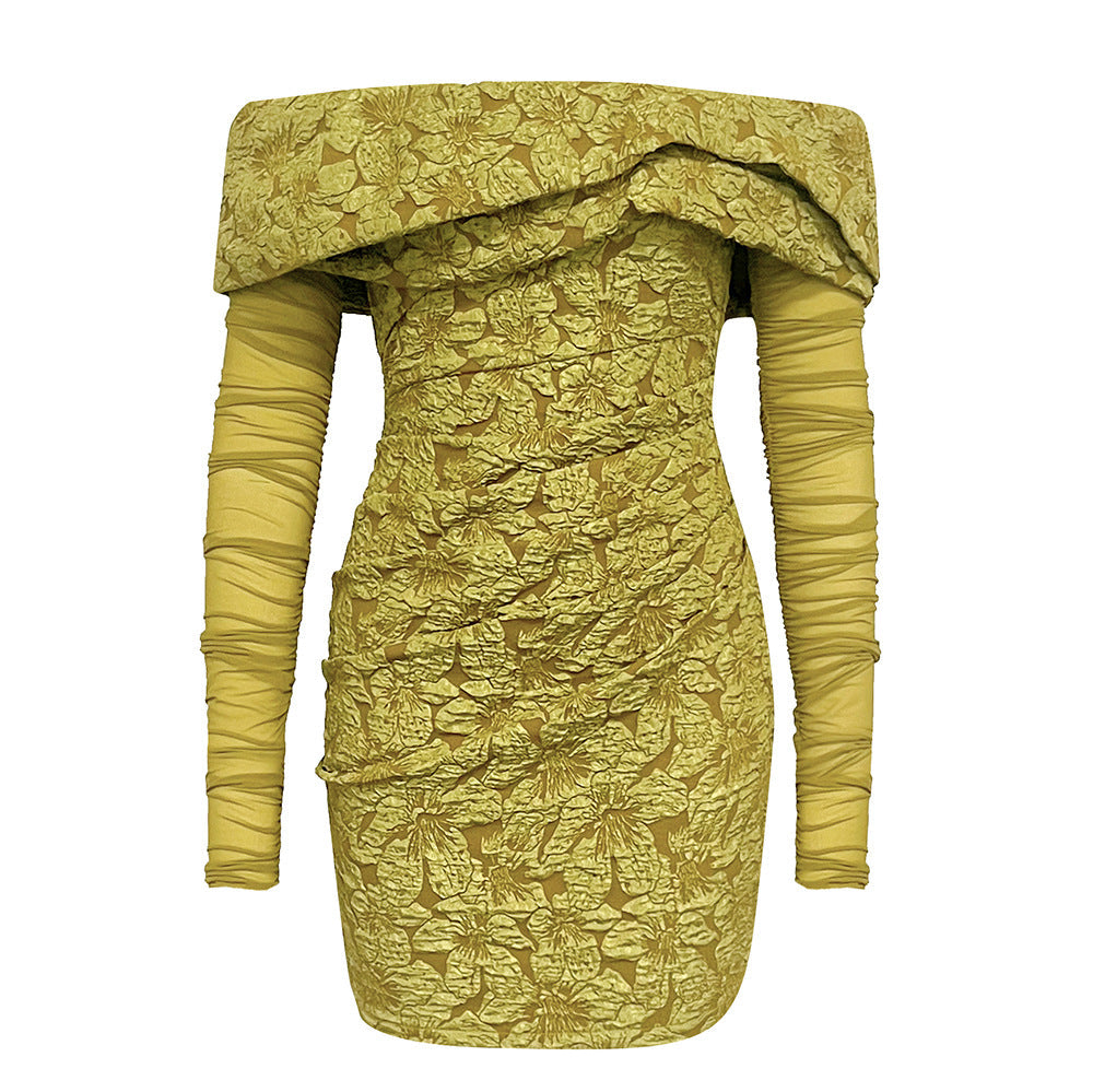 Elegant Mesh Long Sleeve Mini Dress