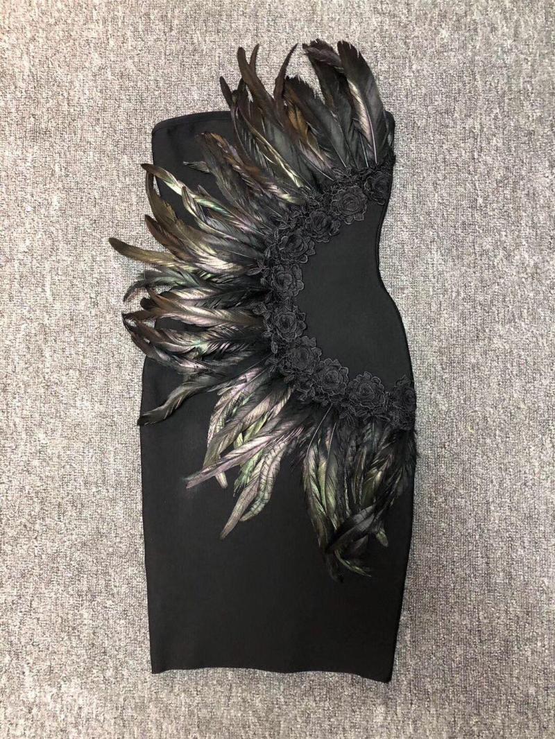 Elite Chest Feather Stitching Bandage Dress