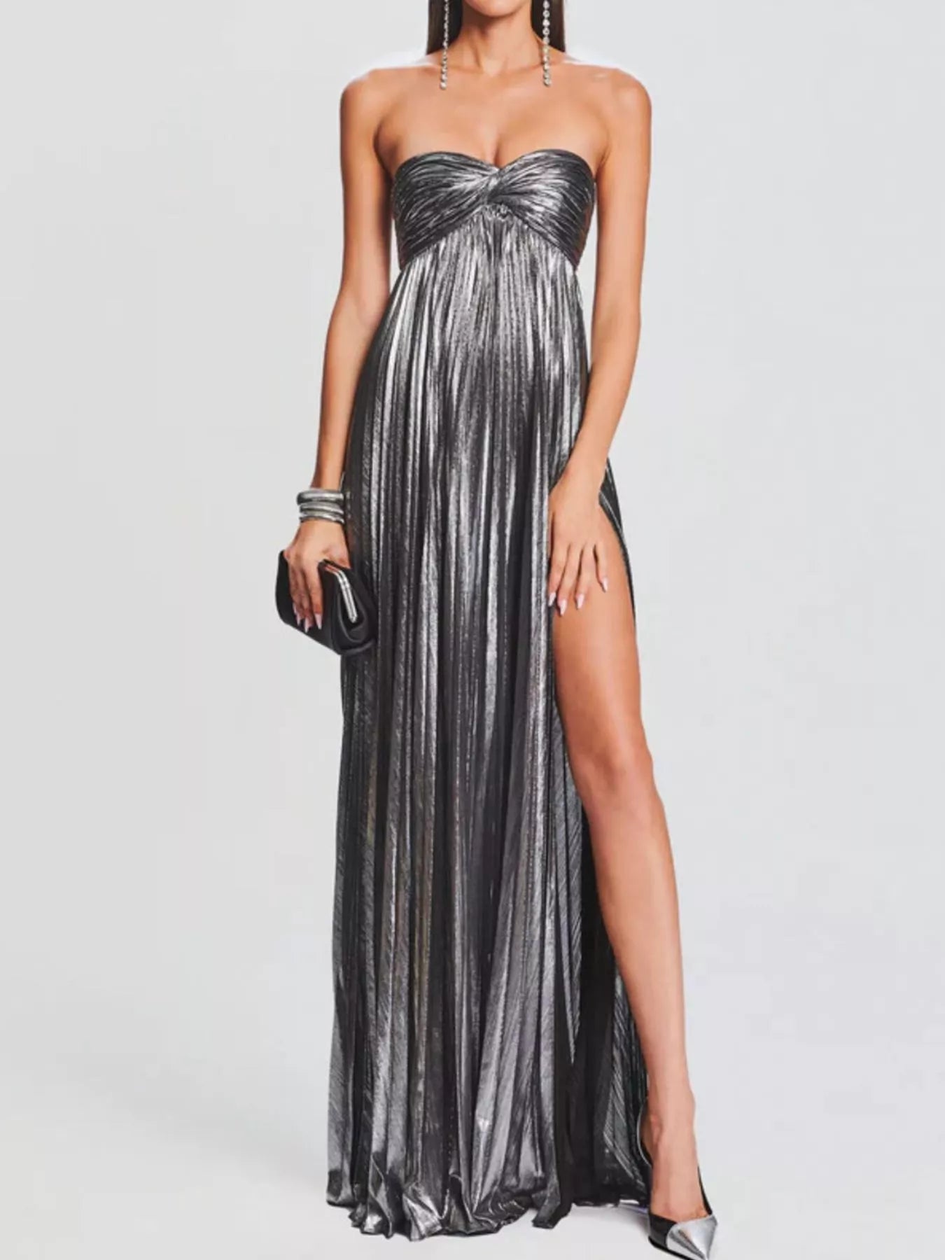 Split Sweetheart Neck Tube Maxi Dress