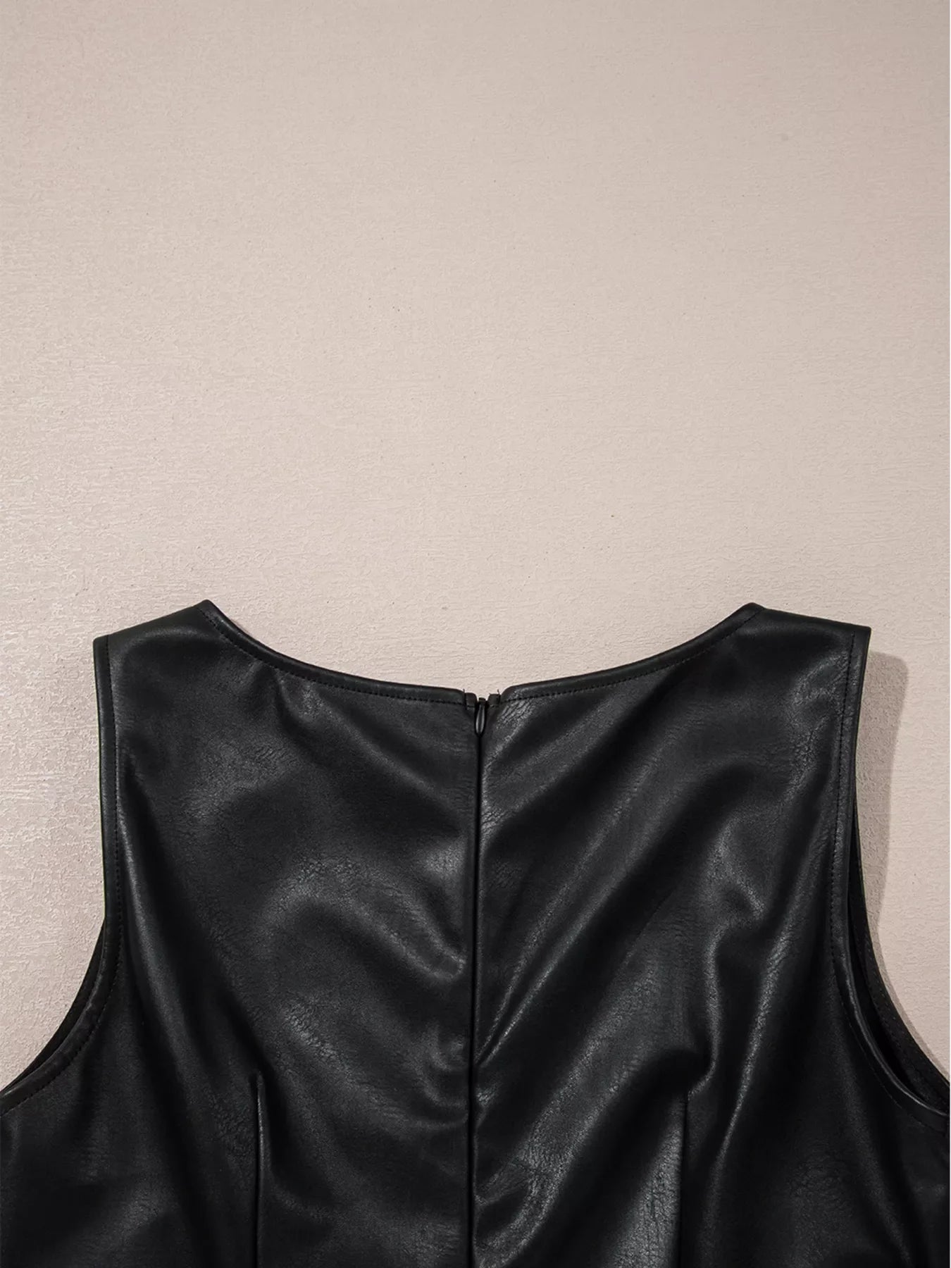 Vegan Leather Sleeveless Mini Dress