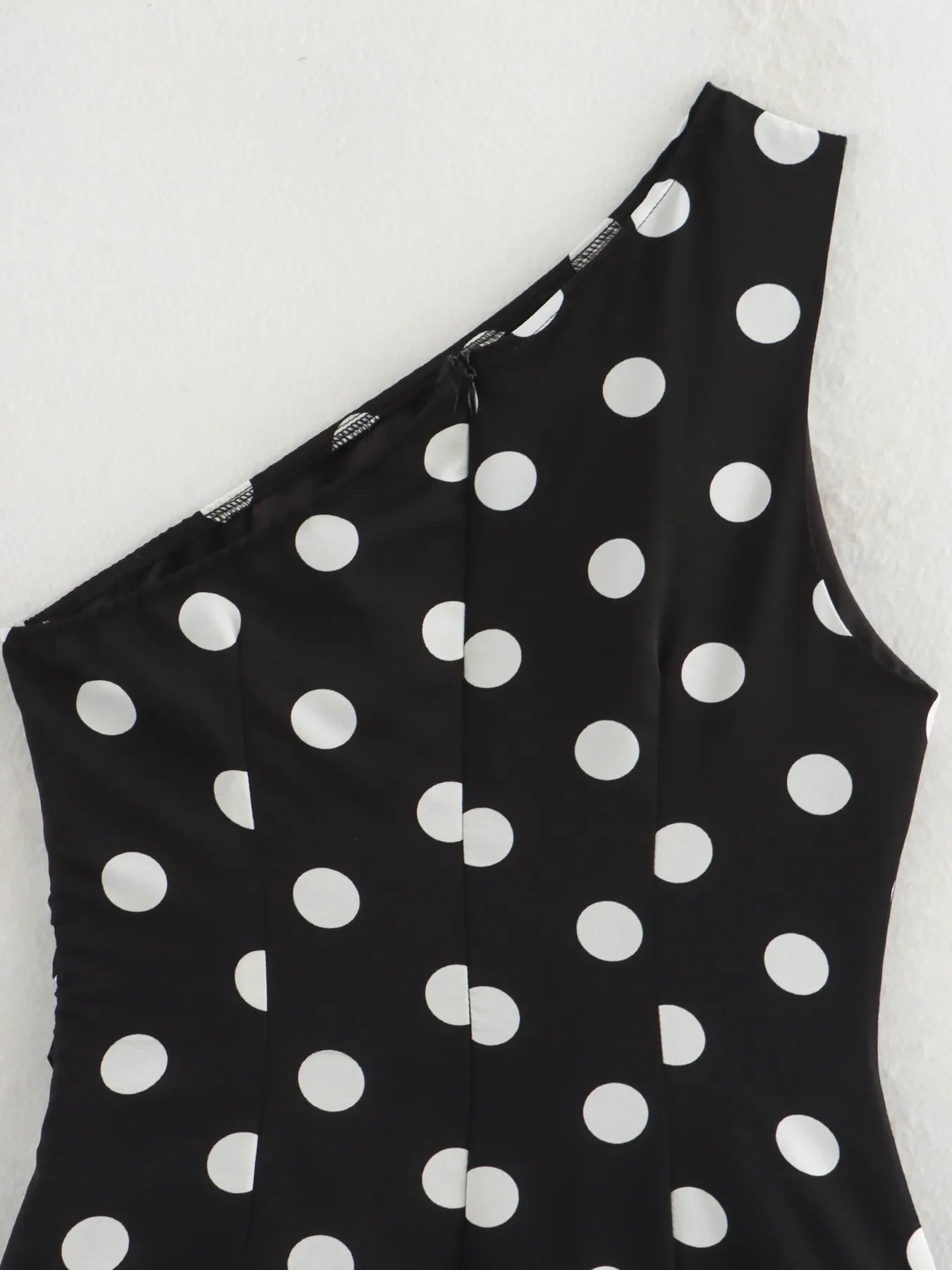 One-Shoulder Polka Dot Mini Dress