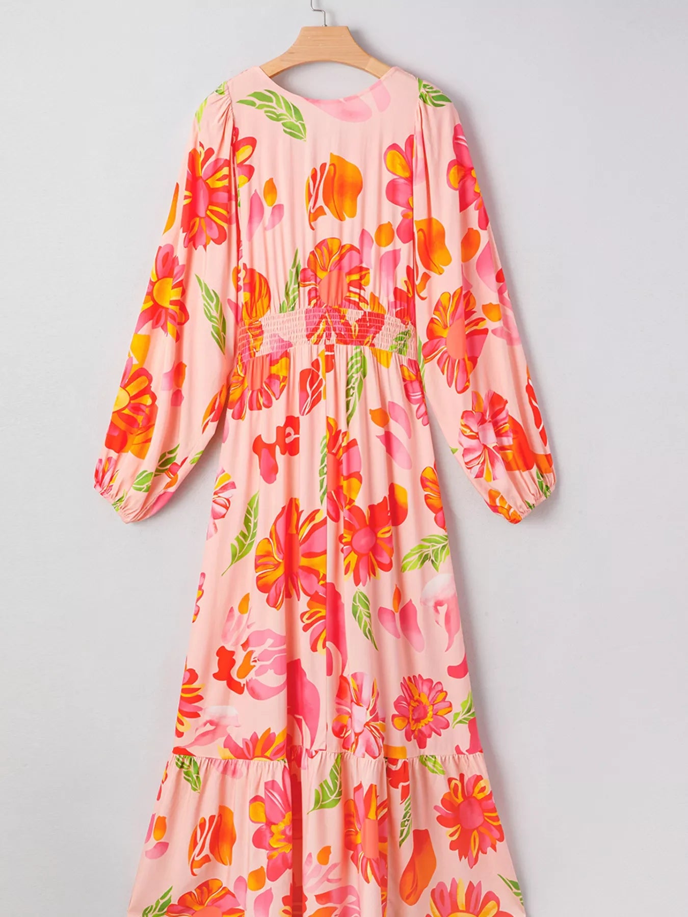 Smocked Floral Long Sleeve Maxi Dress