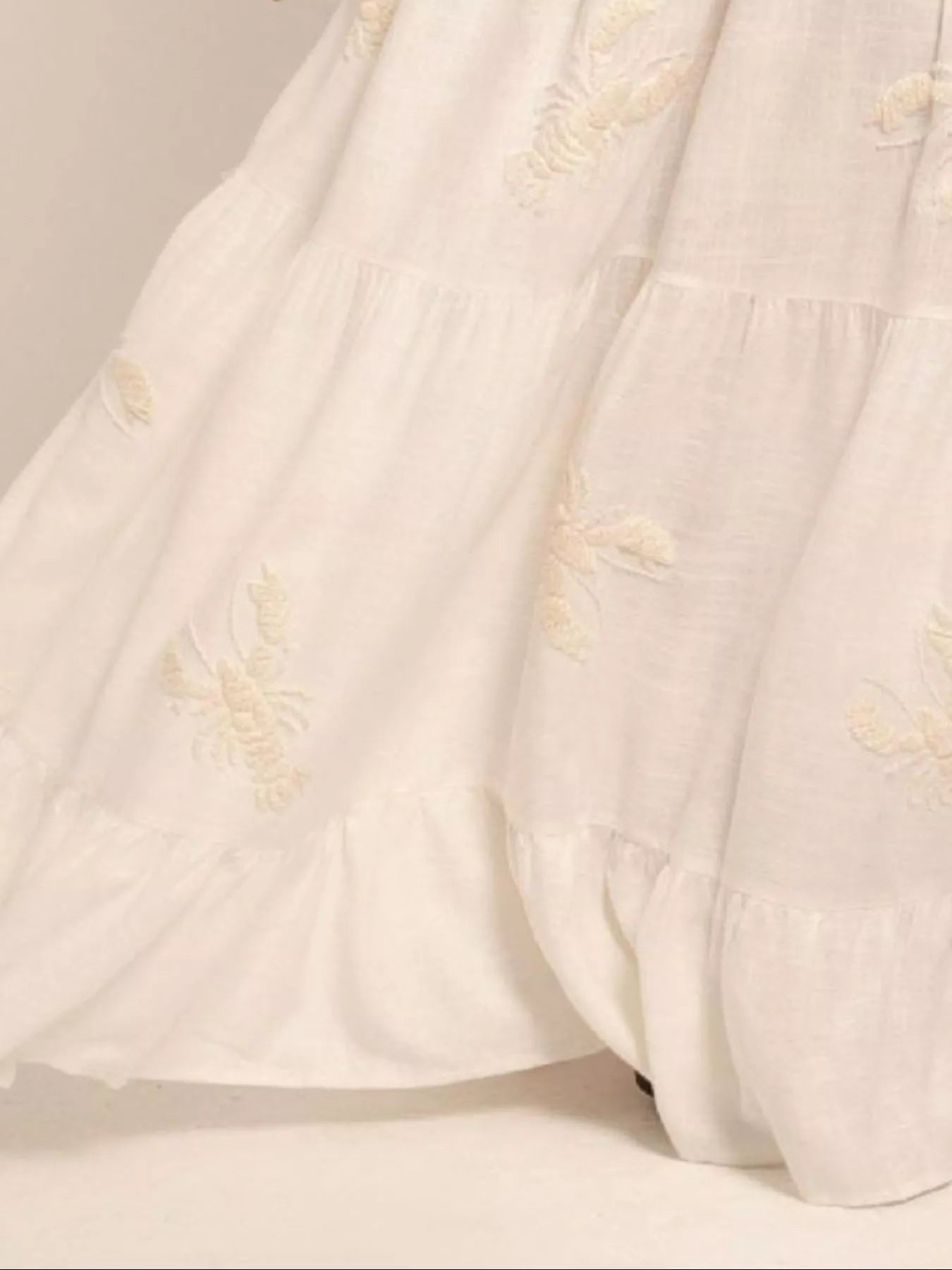 Embroidered Square Neck Tiered Maxi Cami Dress