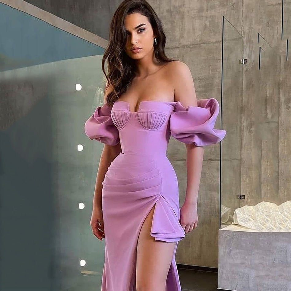 Alyia Puff Sleeve Ruffle Bandage Skirt
