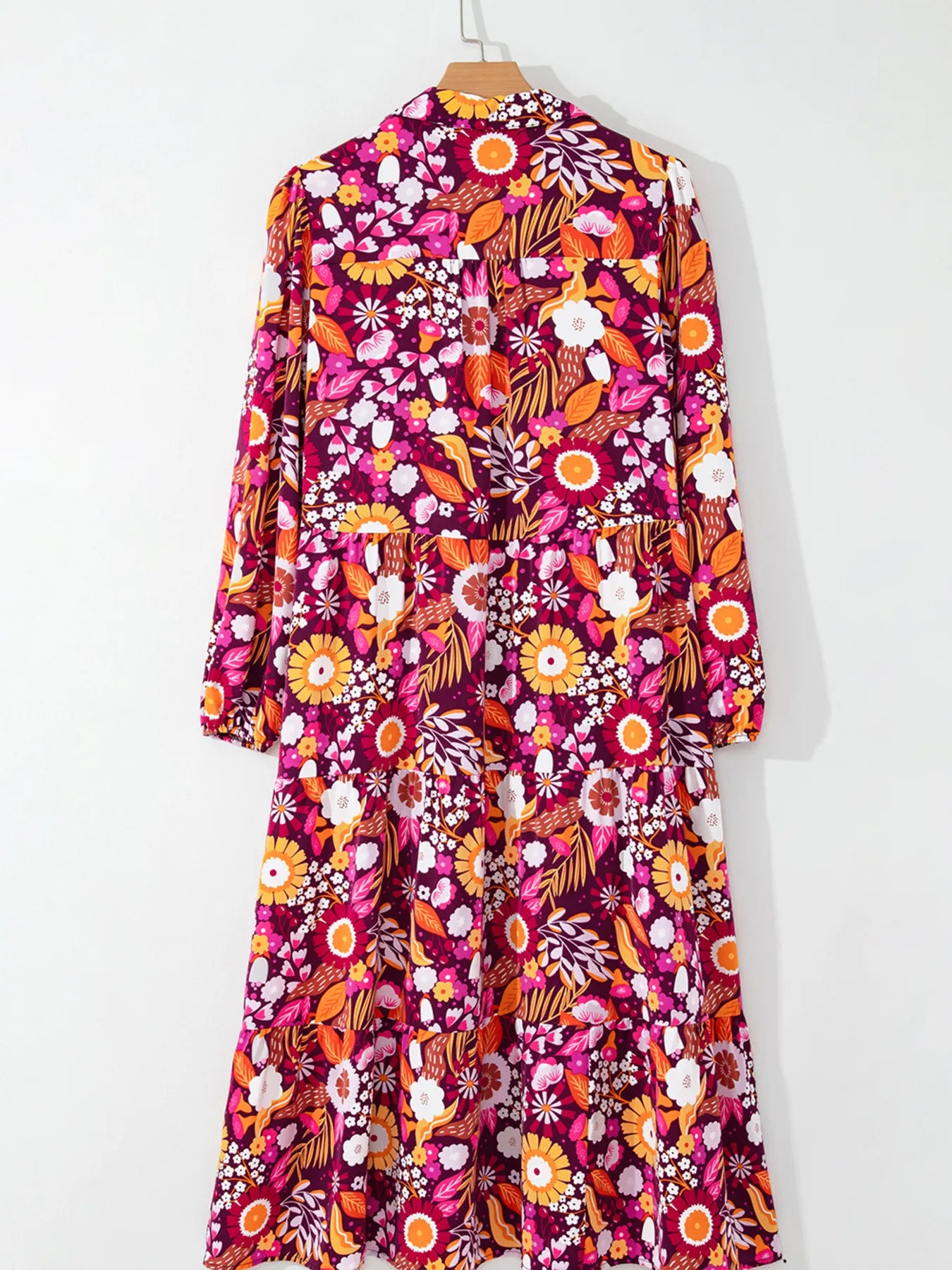 Floral Print Long Sleeve Midi Dress with Pockets