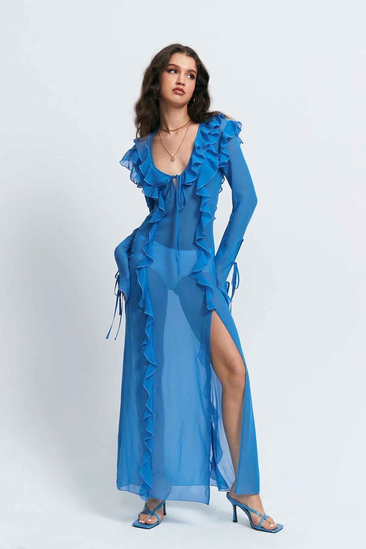 V -neck Open Fork Dress