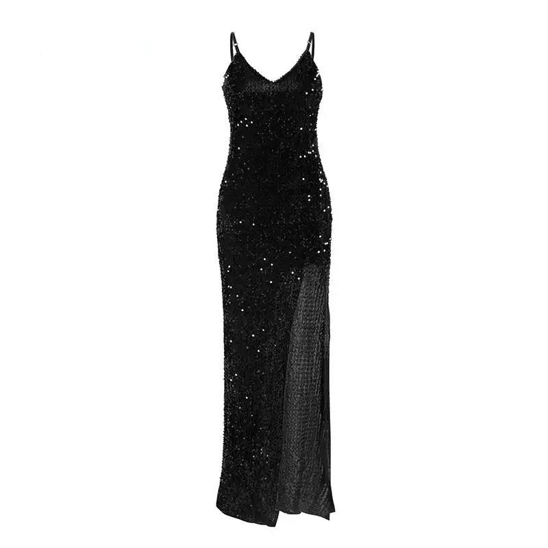 Soffera Atmospheric Thin Strap Sequined One Piece Party Dress