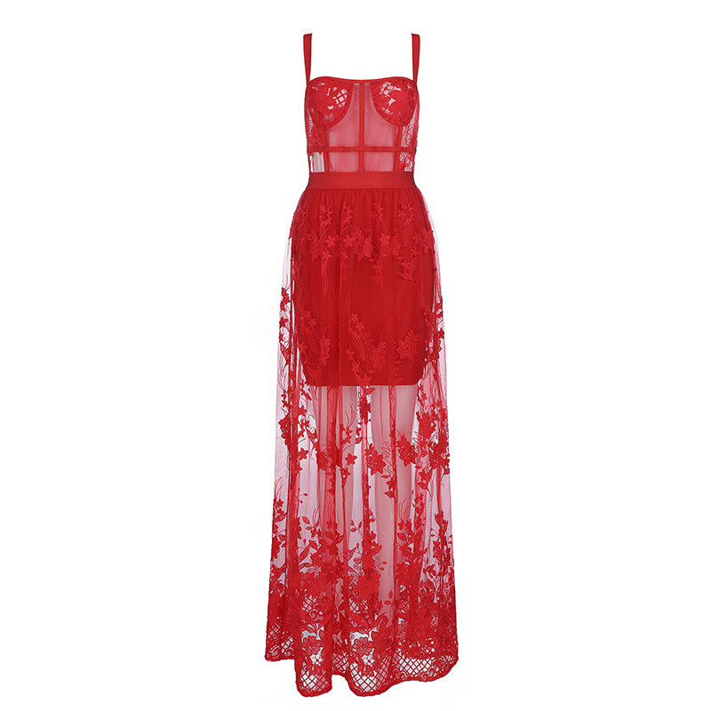 Alyia Maxi Corset Mesh Dress