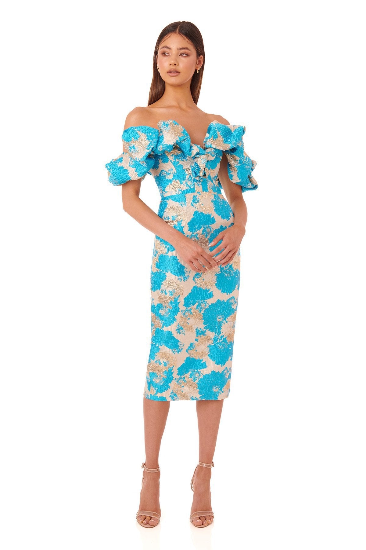 Jacquard V-neck Wedding Strapless Dress