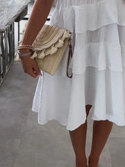 Ruffled Tie Shoulder Mini Dress