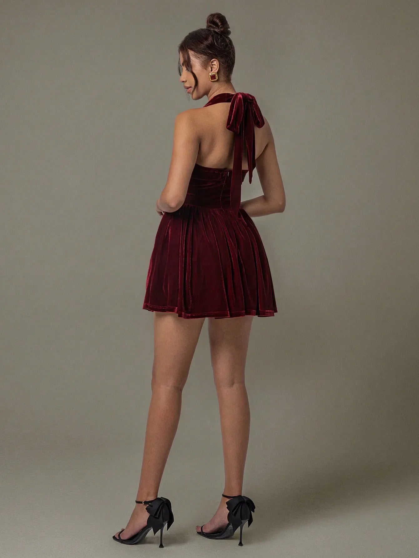 Velvet Halter Skater Dress