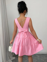 Round Neck Sleeveless Tiered Dress