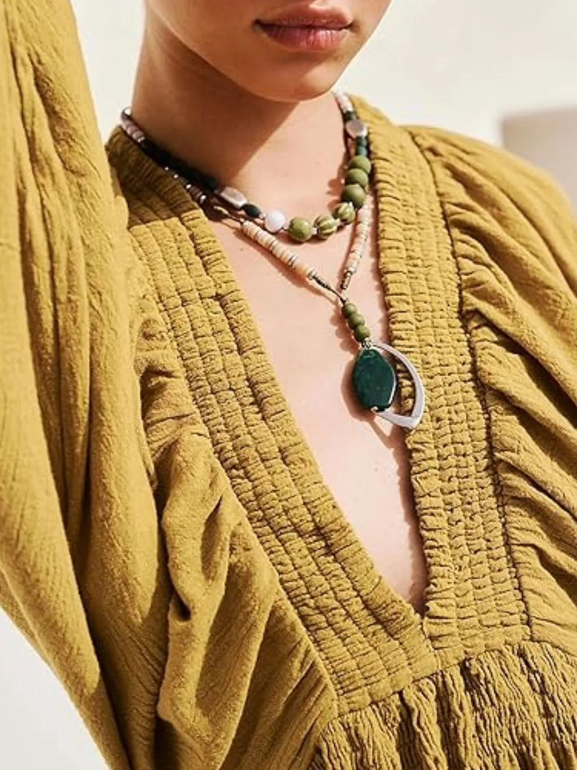 Textured V-Neck Mini Dress