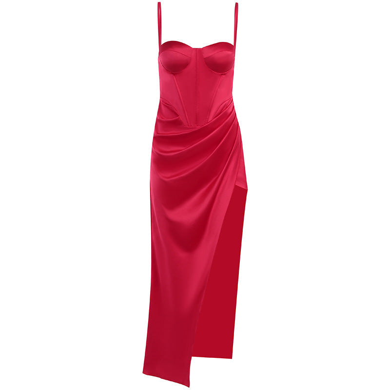 Elegant Waist High Slit Dress