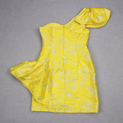 Elegant Jacquard One Shoulder Short Dress