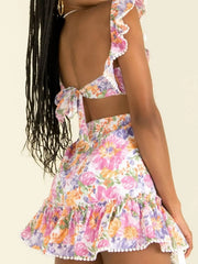 Floral Print Ruffled Hem Dress
