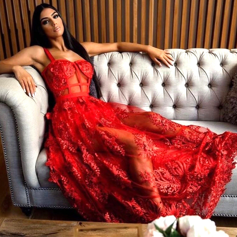 Alyia Maxi Corset Mesh Dress