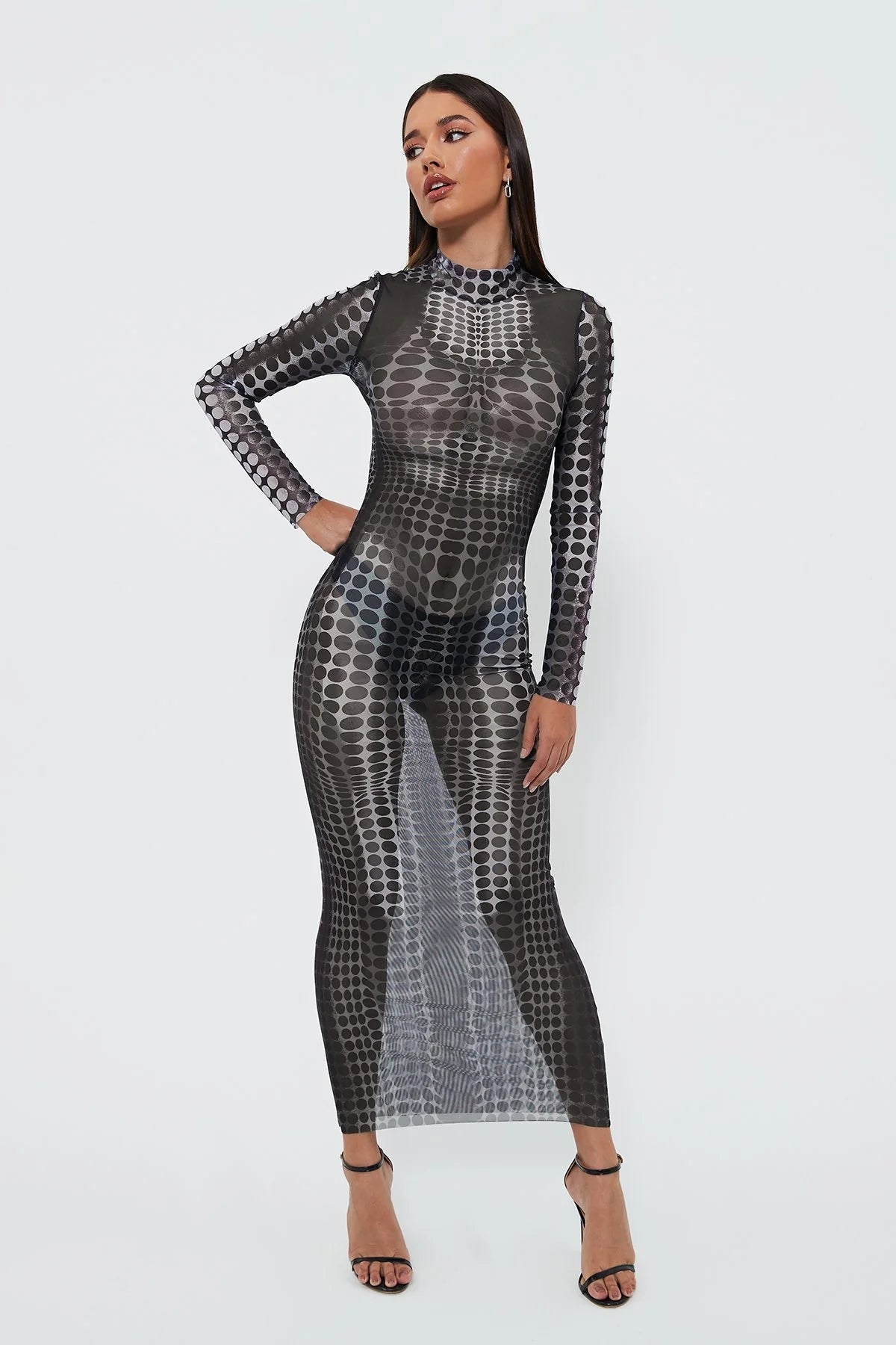 See -through Mesh High -waist Slim Elite Dress