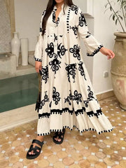 Bohemian Print Tiered Midi Dress