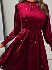 Glitter Velvet A-Line Dress