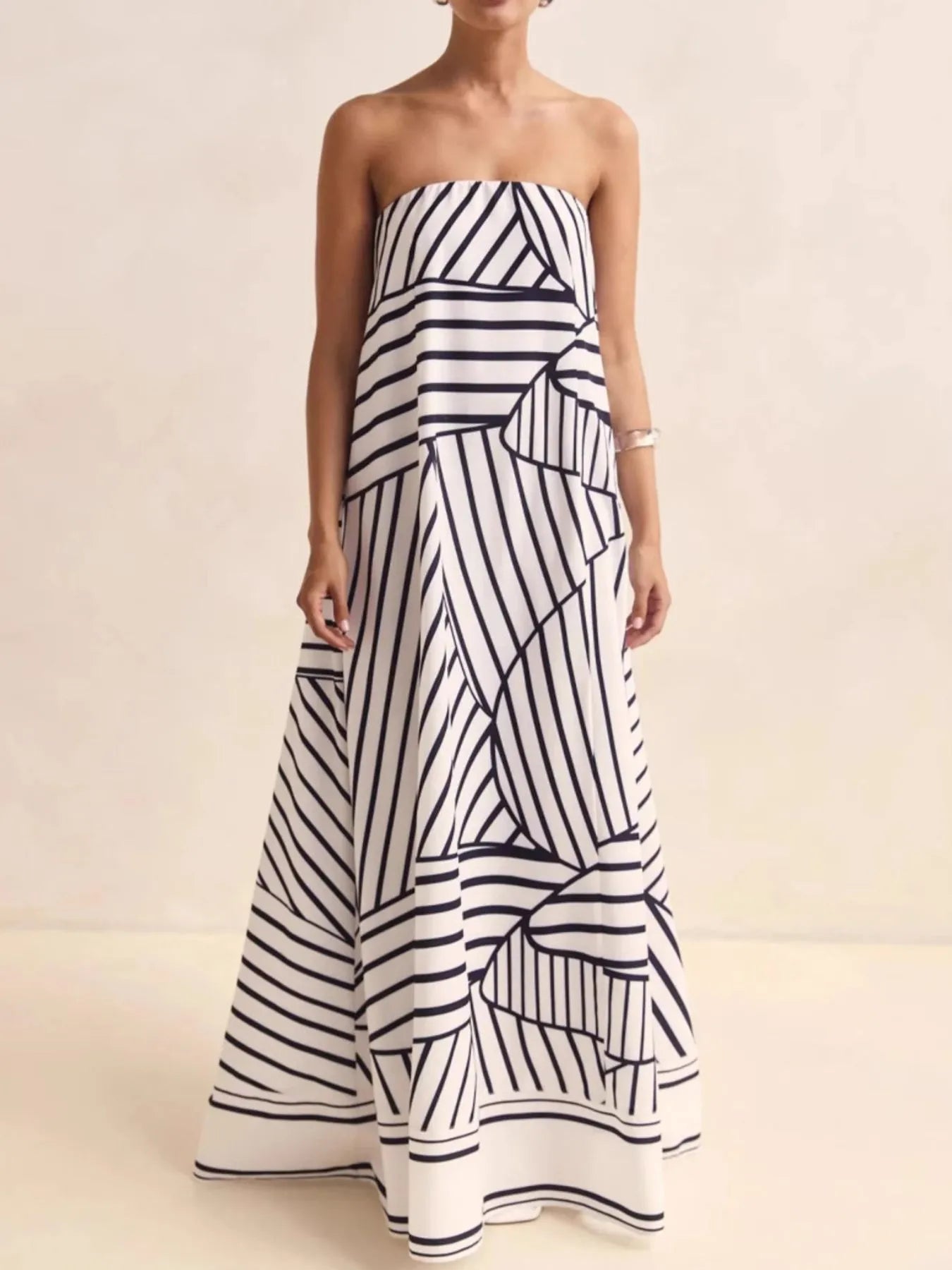 Smocked Printed Tube Maxi Dress