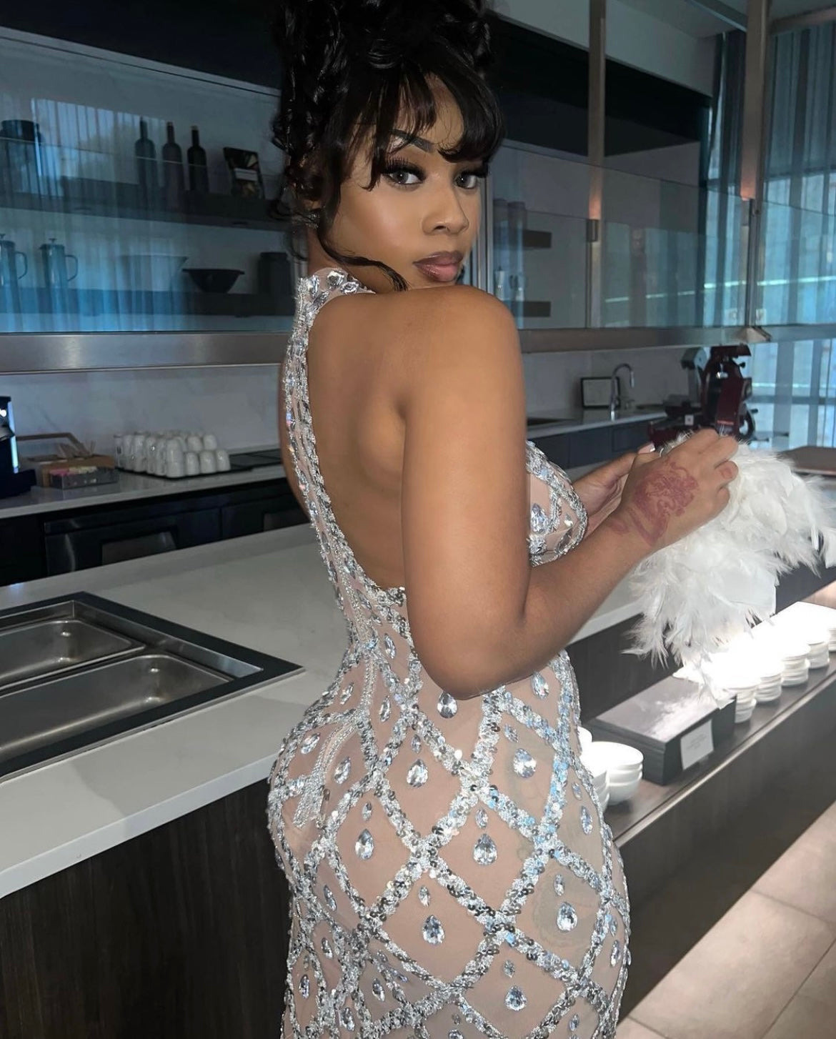 Charming Rhinestone Party Dress