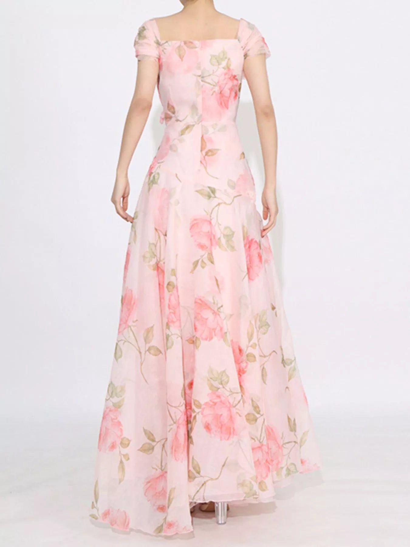 Floral Ruffled Short Sleeve Maxi Dress