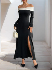 Side Slit Off-Shoulder Maxi Dress