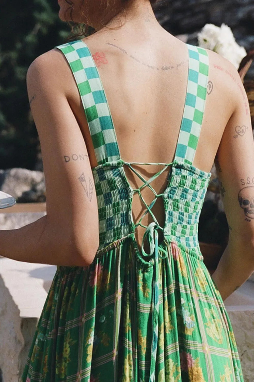 Printed Square Neck Tiered Dress