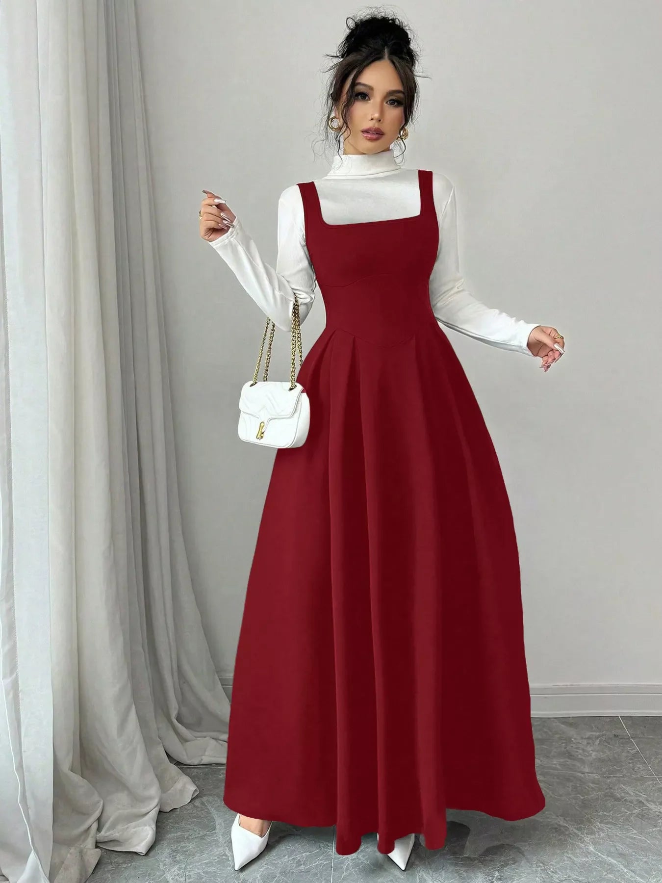 Square Neck Sleeveless Maxi Tank Dress